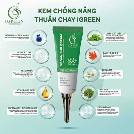 Kem Chống Nắng Thuần Chay Igreen 60ml SPF50