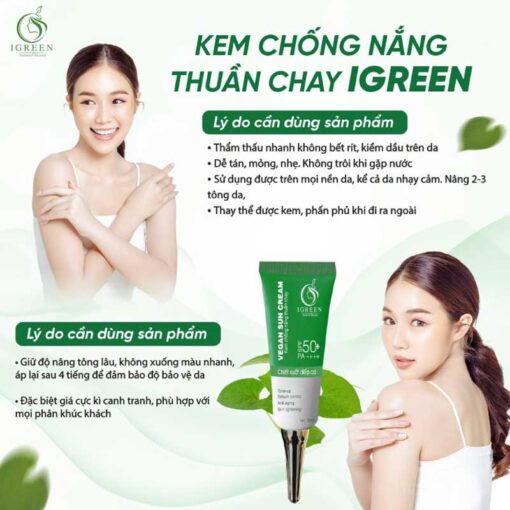 Kem Chống Nắng Thuần Chay Igreen - Chống 98% UVB và 90% UVA