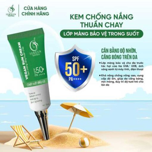 Kem Chống Nắng Thuần Chay Igreen - Chống 98% UVB và 90% UVA